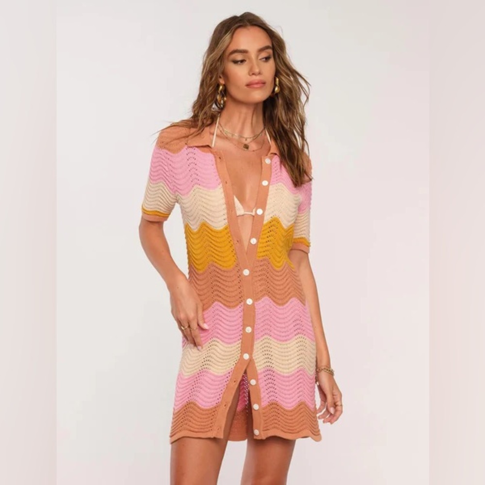 Heartloom Colorful Knit Button-Up Dress Cover up size XS - Picture 2 of 6